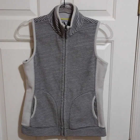 Old Navy Gray Striped Full Zip Vest Women's XS - Picture 4 of 6